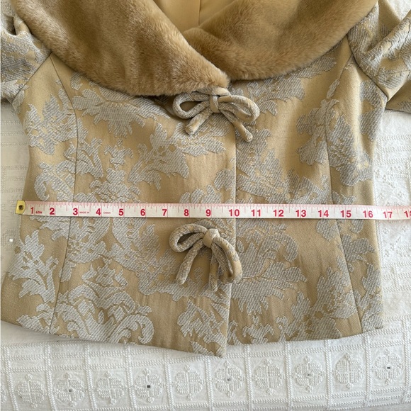 Anthropologie Odille Brocade Faux Fur Collared Jacket, 60s, Mid Century  - Sz 2 - Picture 15 of 16